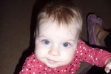 A close up photo of Queensland baby girl Evie Sawyer who has cystic fibrosis 