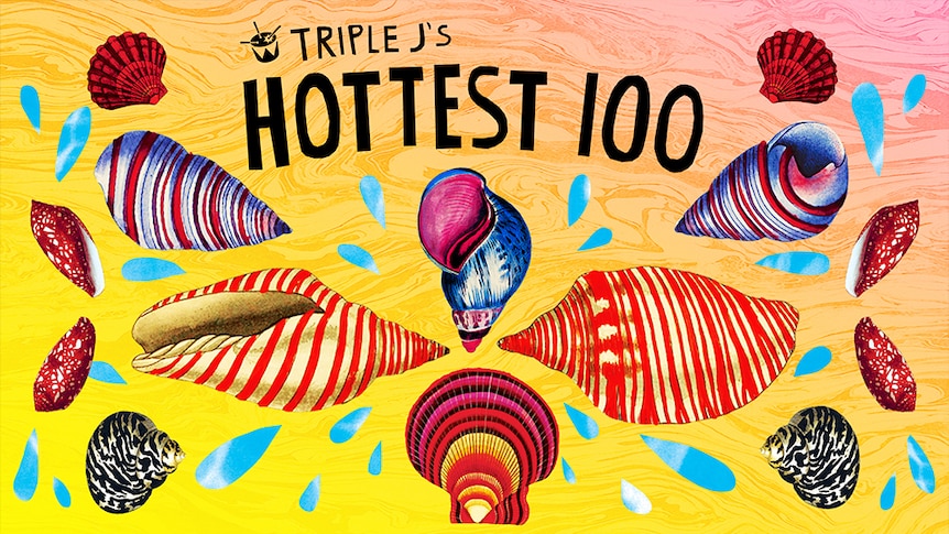 A collage of seashells for the triple j Hottest 100 of 2017