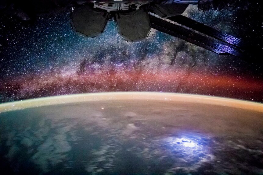 The south Pacific Ocean as seen from the International Space Station.