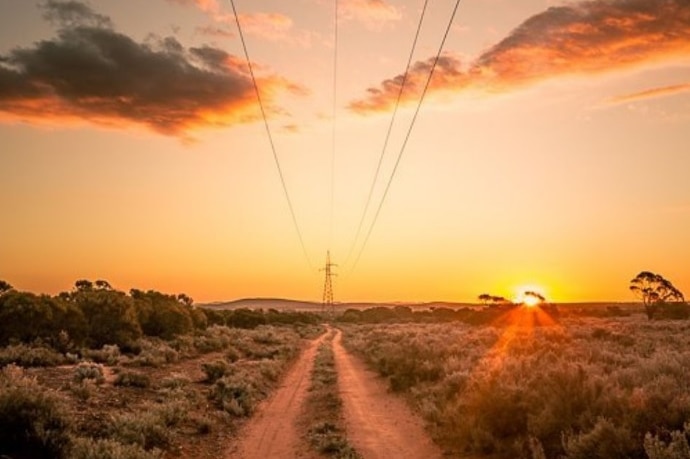 Power line through an outback setting.
