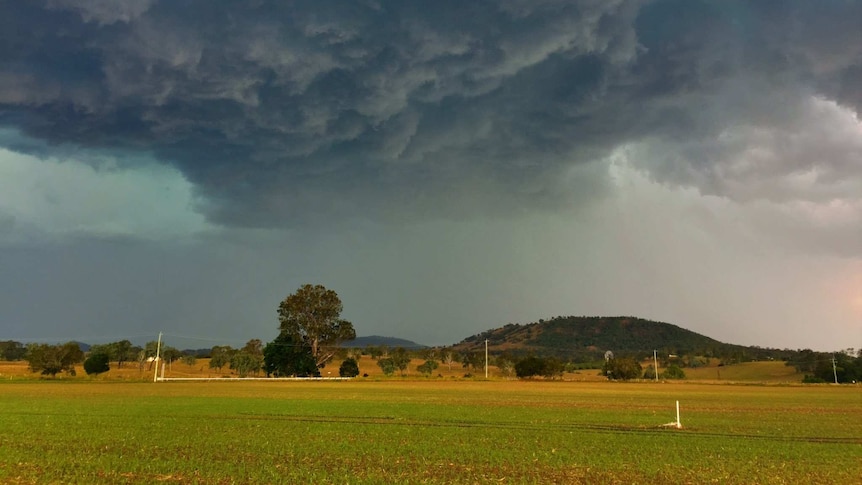 A severe thunderstorm as seen from Boonah, west of Brisbane.