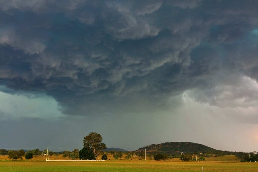 A severe thunderstorm as seen from Boonah, west of Brisbane.