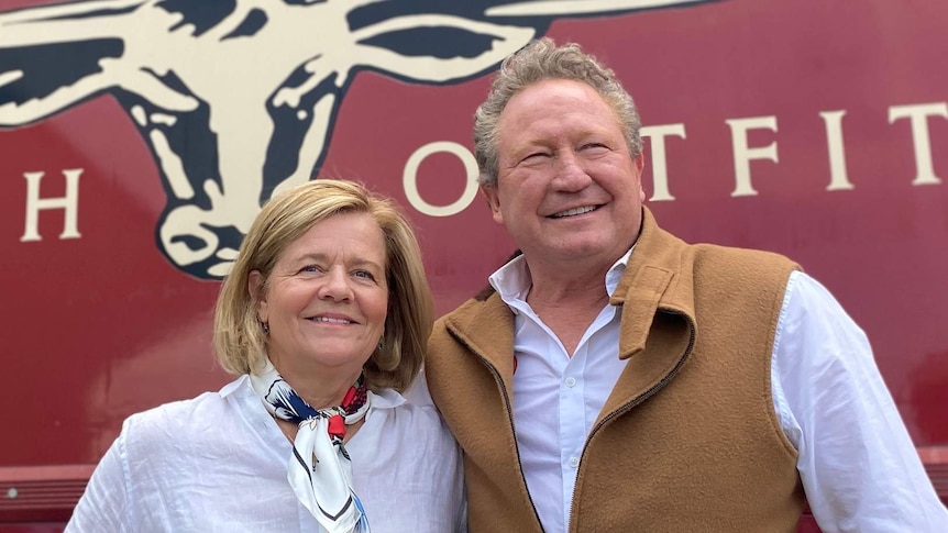 Nicola and Andrew Forrest at the RM Williams factory in Salisbury.