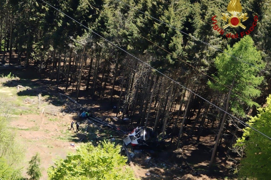 Debris from a cable car that collapsed in northern Italy