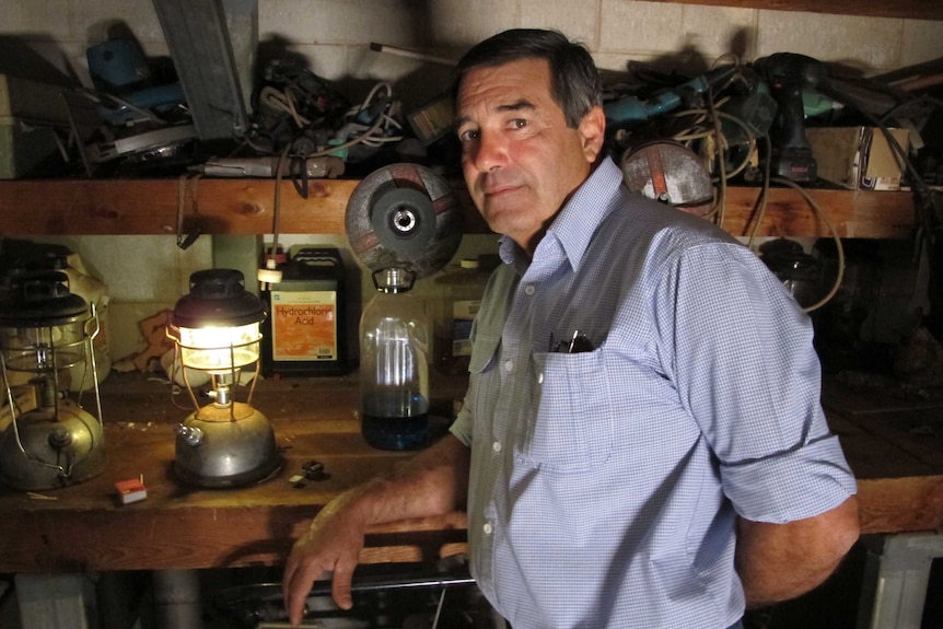 Kimberley vet Dave Morell stands in his shed.