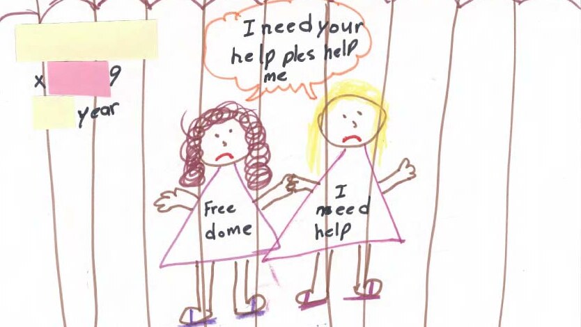 A drawing by a child in the Christmas Island detention centre in 2014.