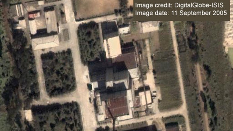 A satellite image of the five-megawatt reactor site at Yongbyon in North Korea.