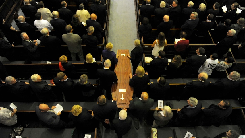 Murray Rose funeral at St Stephens Uniting Church in Sydney.
