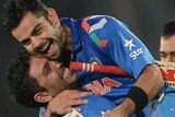 Virat Kohli celebrates India's T20 semi-final win