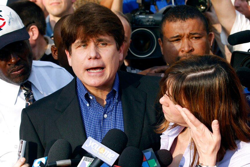 Photo of Rod Blagojevich during a press conference.