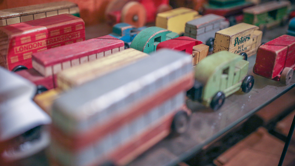 Jack Little's tiny wooden toy cars, trucks and buses