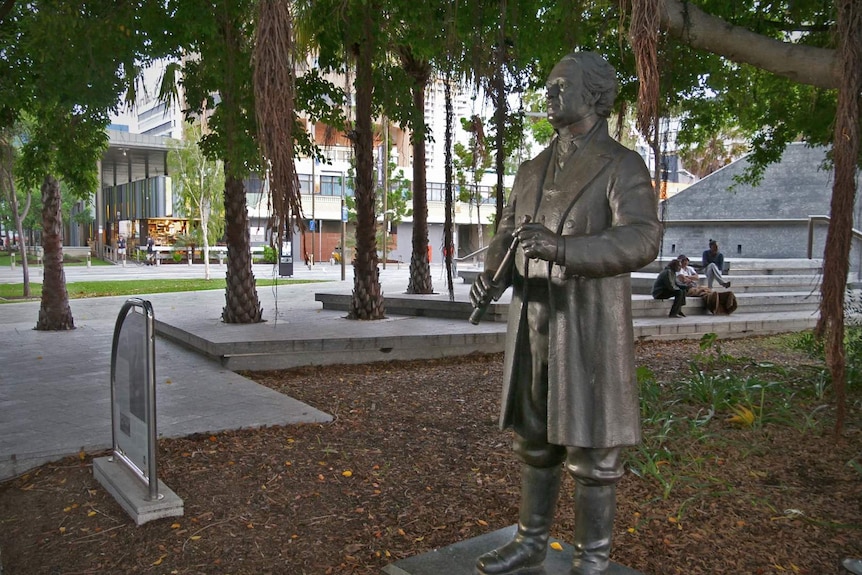 A bronze statue of Robert Towns, the founder of Townsville in the city's CBD.