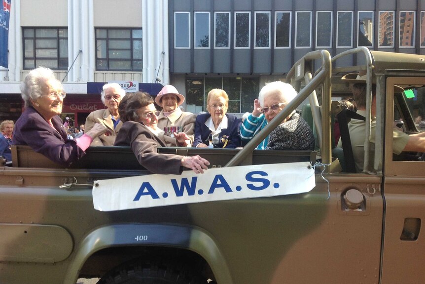 The Australian Women's Army Service takes part in the Anzac Day march on George Street in Sydney, 2013.