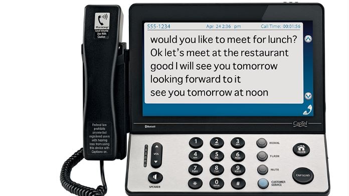 A captioned phone for people with hearing difficulties