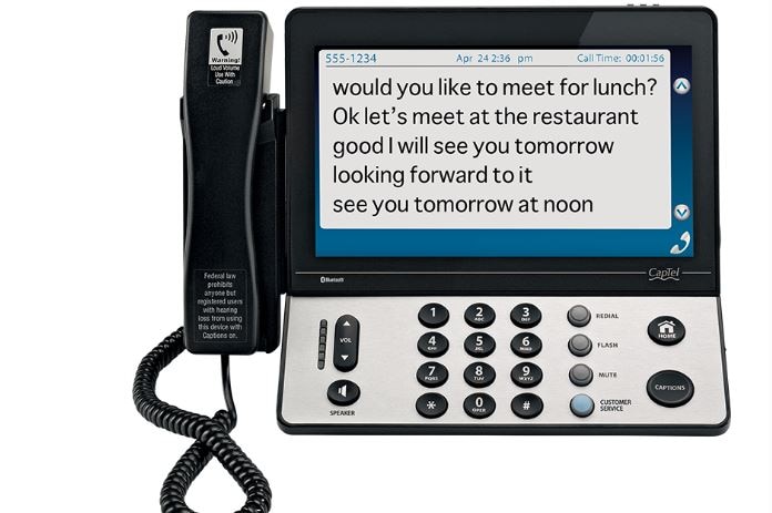 A captioned phone for people with hearing difficulties