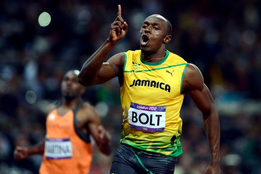 Best of the best ... Bolt celebrates his sprint win.
