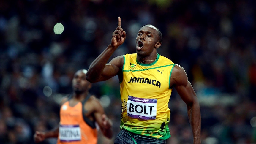 Best of the best ... Bolt celebrates his sprint win.