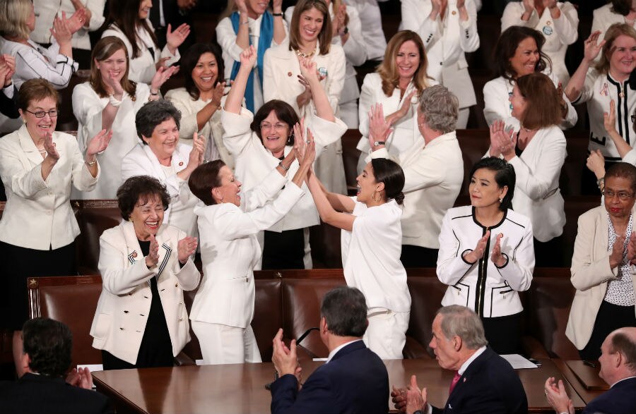 women dressed in white