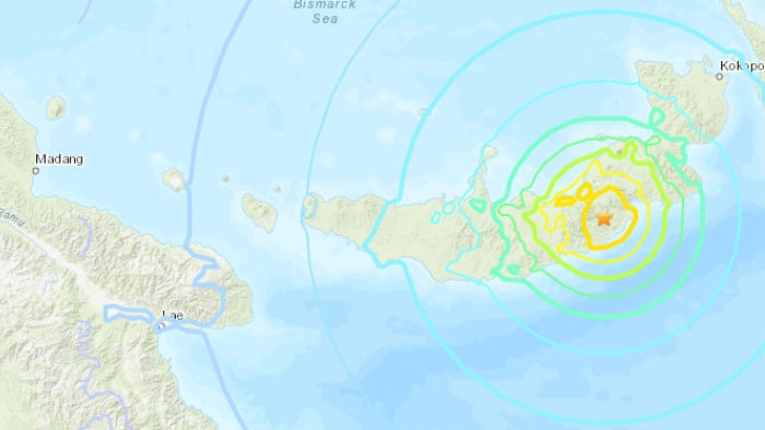 USGS map of Papua New Guinea quake