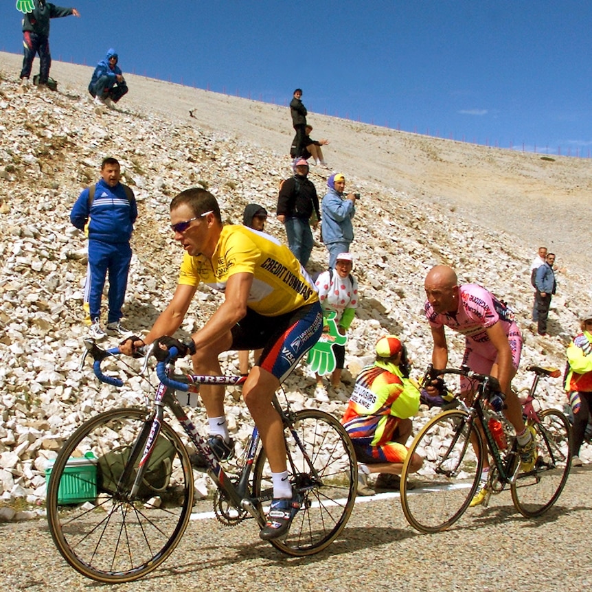 Lance Armstrong battles 1998 Tour winner Marco Pantani on July 13, 2000. Pantani went on to to win the stage