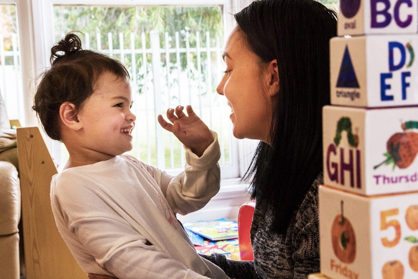 Prue and Savannah play together to depict the best parts of being a parent.