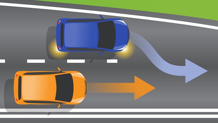 Illustration as part of a quiz published on Facebook, the question is "Which of these two vehicles has to give way?"