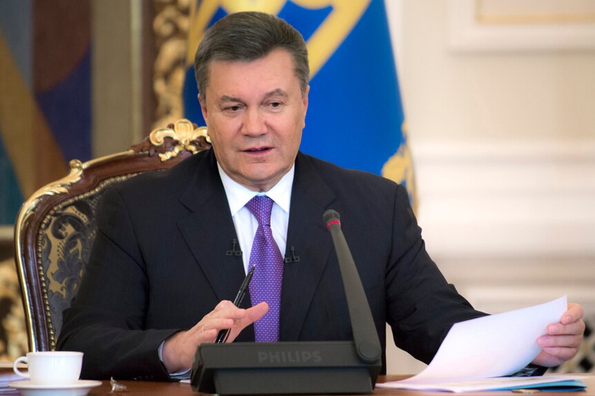 Ukraine's president Viktor Yanukovych speaks on live TV in December 2013