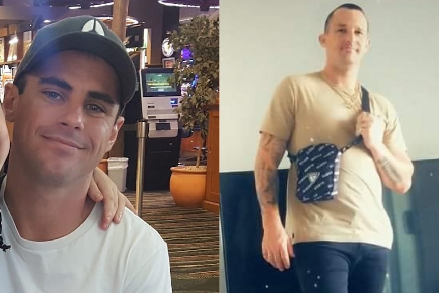 On the left, a picture of a man in a grey cap and white shirt smiling On the right, a man with a yellow shirt and a satchel