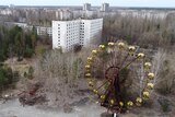 A view shows the abandoned city of Pripyat near the Chernobyl Nuclear Power Plant.