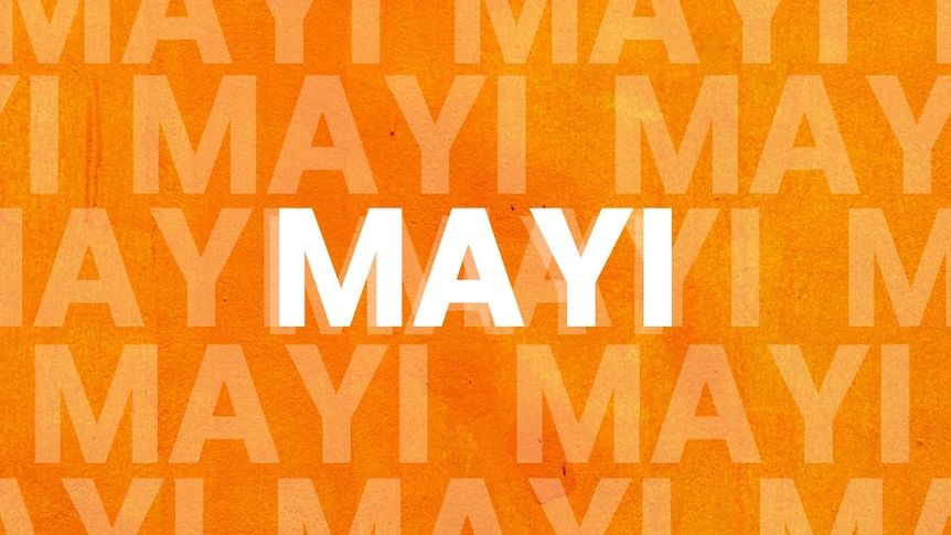 The word 'MAYI' is written in bold white text with an orange background. 