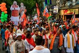 supporters of the Bharatiya Janata Party gather in Kolkata India