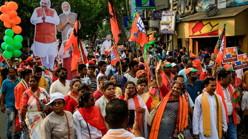 supporters of the Bharatiya Janata Party gather in Kolkata India