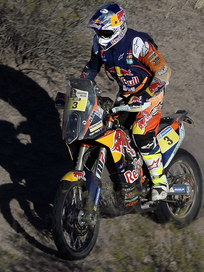 Toby Price rides on stage nine of the Dakar Rally