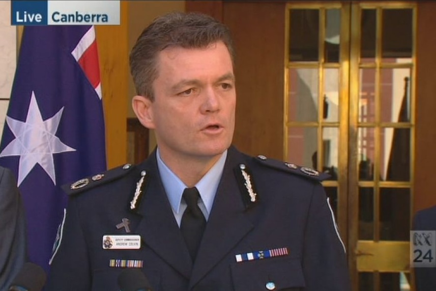 AFP Commissioner Andrew Colvin addresses the media in Canberra.