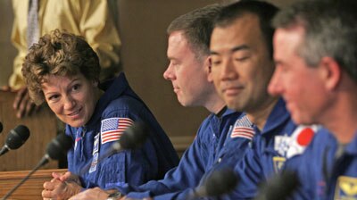 Discovery commander Eileen Collins is leaving NASA (file photo).