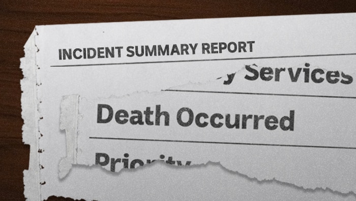 A ripped piece of paper saying "death occurred"