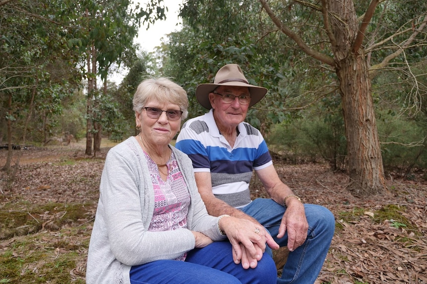 Kaye and Arthur Kirkpatrick seated near their burial plot