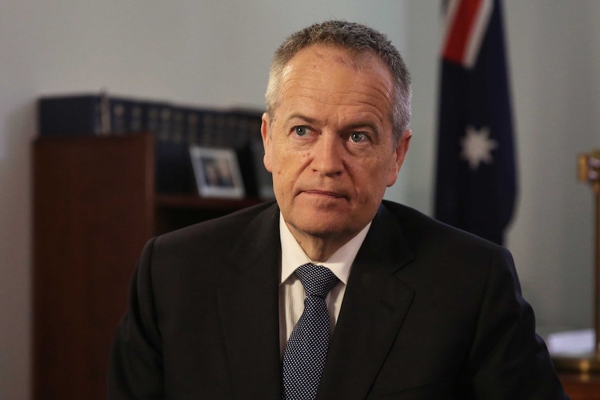 Bill Shorten sitting in his House of Representatives office