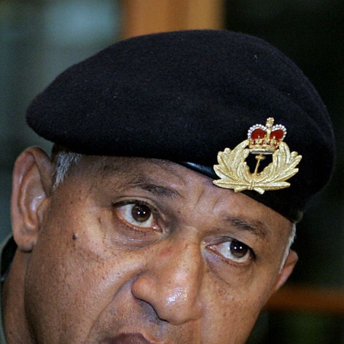 Fiji military Commander Bainimarama delivers a statement to news media in Suva (file photo)