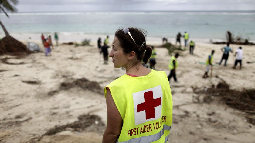 A Red Cross volunteer