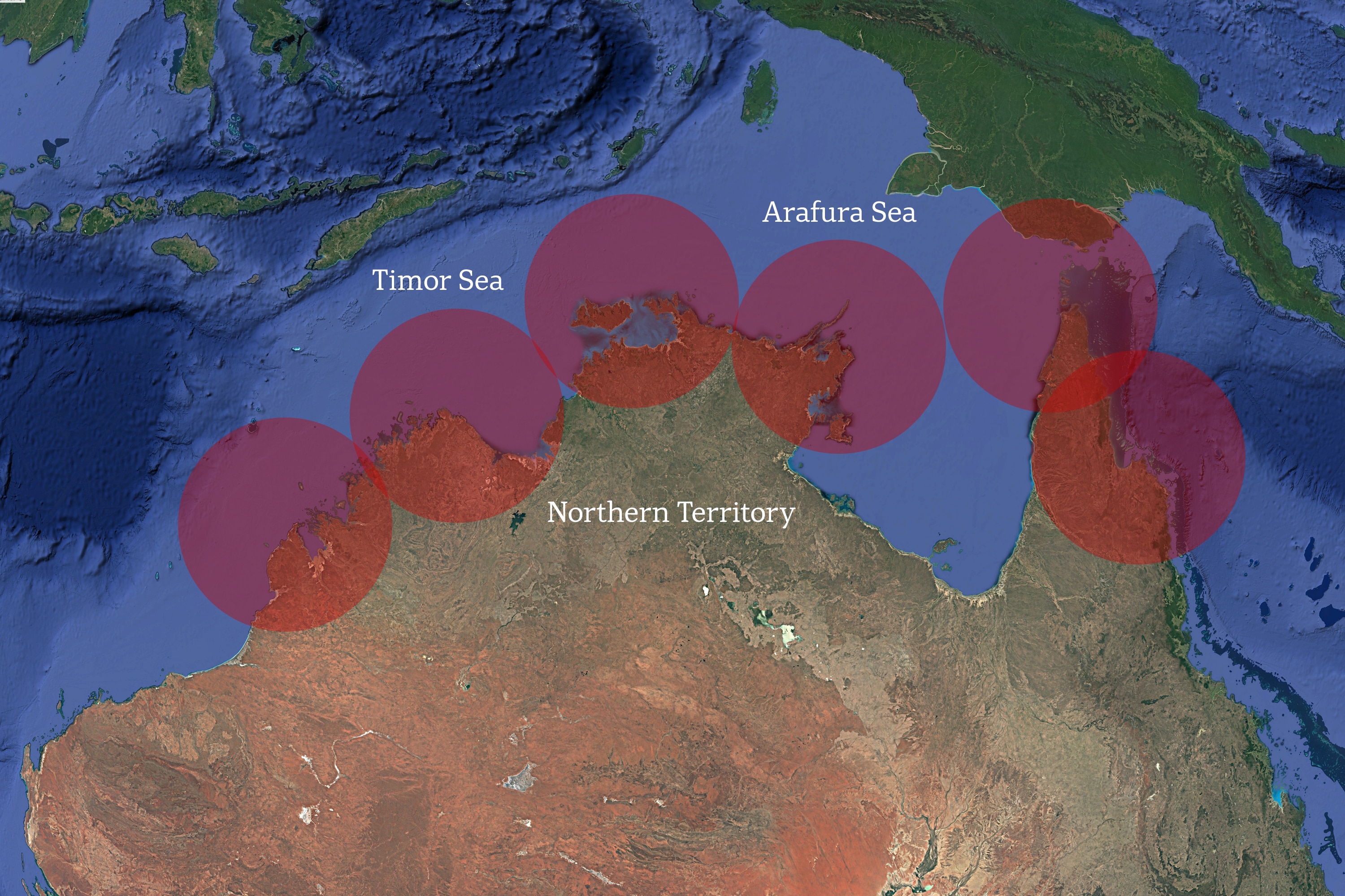 A map showing the range of StrikeMasters from launch sites across the top end. 