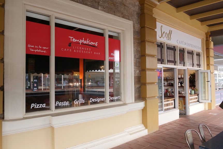 temptations and Soull Cafe sign Argent Street Broken Hill.