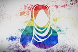Rainbow hijab graphic