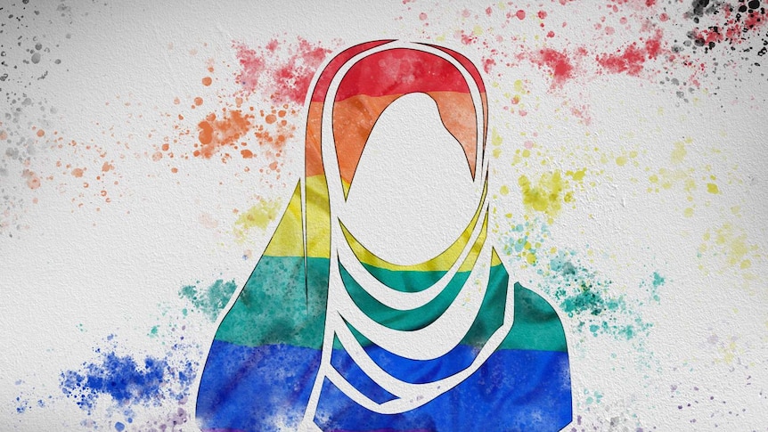 Rainbow hijab graphic