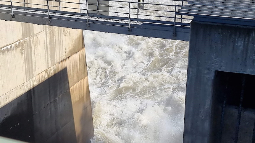 Water being released from a dam.