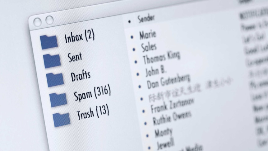 A picture of an email inbox.