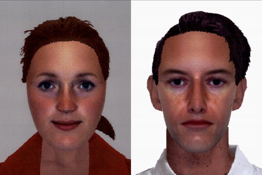 Computer-generated images of a man and woman.