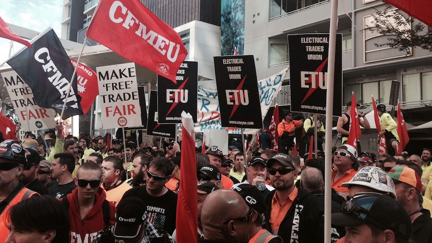 More than 2,000 workers rally in Brisbane's CBD on July 27, 2015