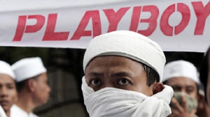 Anger ... the first issue of Playboy sparked protests in Indonesia. (File photo)