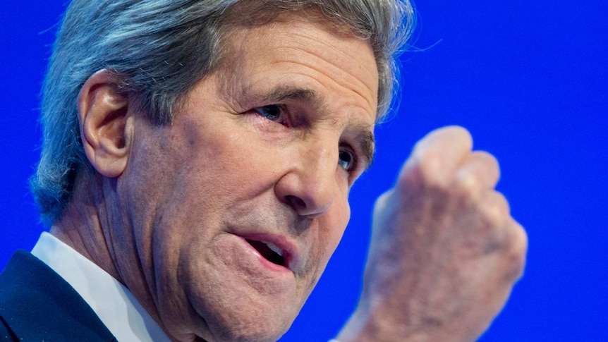 John Kerry speaks at World Economic Forum in Davos